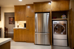 Custom Cabinets in Kitchen and Stainless Steel Refrigerator