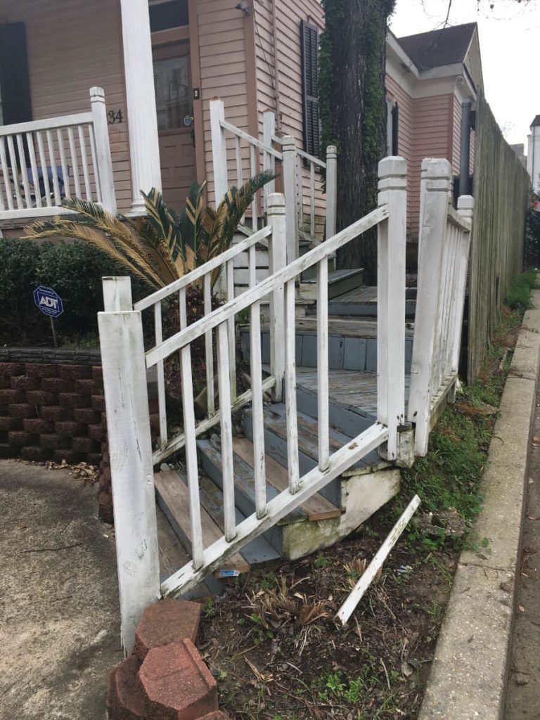 Before Historic Restoration and Renovation with old entry stairs