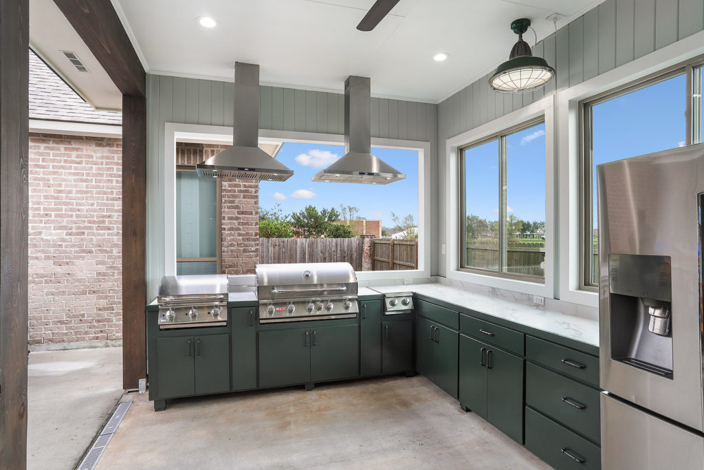 Outdoor Kitchen Remodel with cabinets and cooking appliances