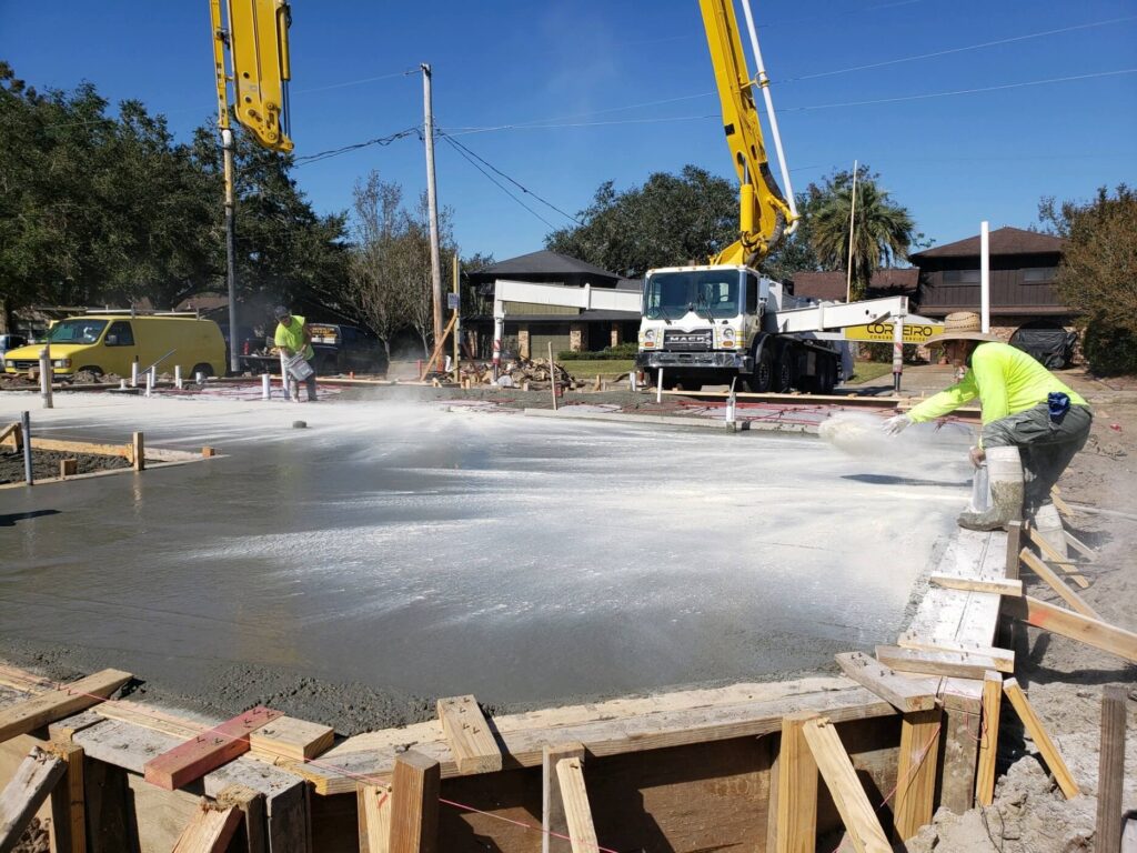 During Home Build Concrete Pump Truck and Casting the Color