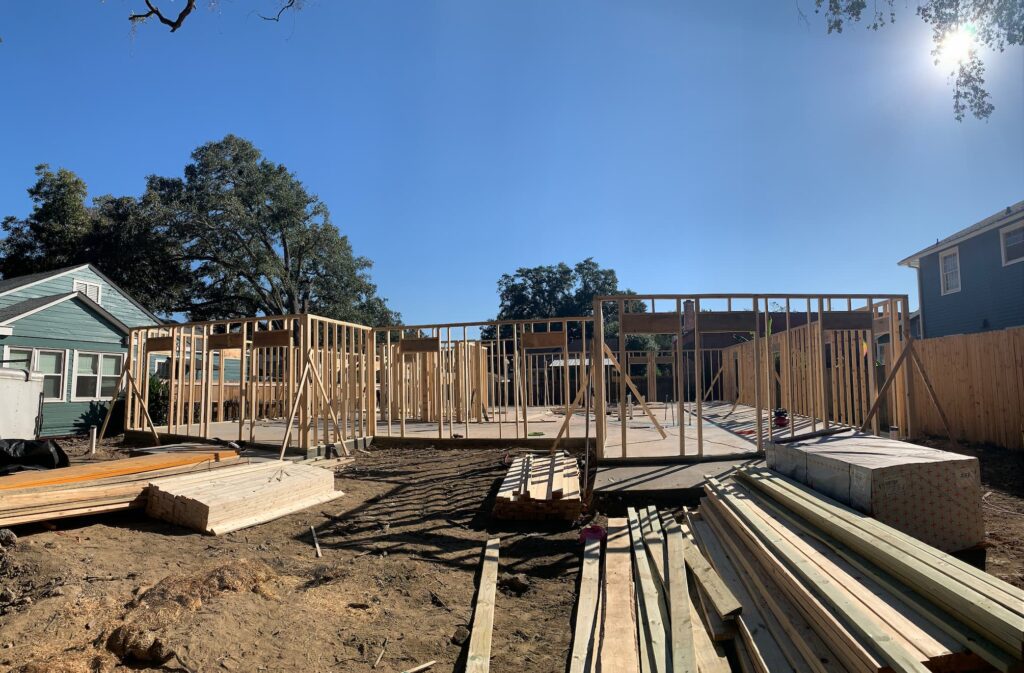 During Duplex Build framing exterior