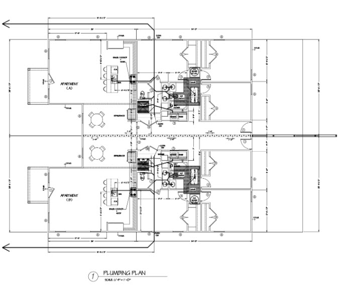 Duplex Home Builder shows plumbing plan
