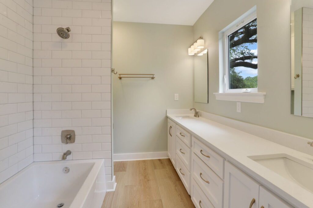 Home Addition with Master Bathroom Plank Tile Flooring