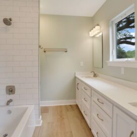 Plank Tile Flooring in Master Bathroom