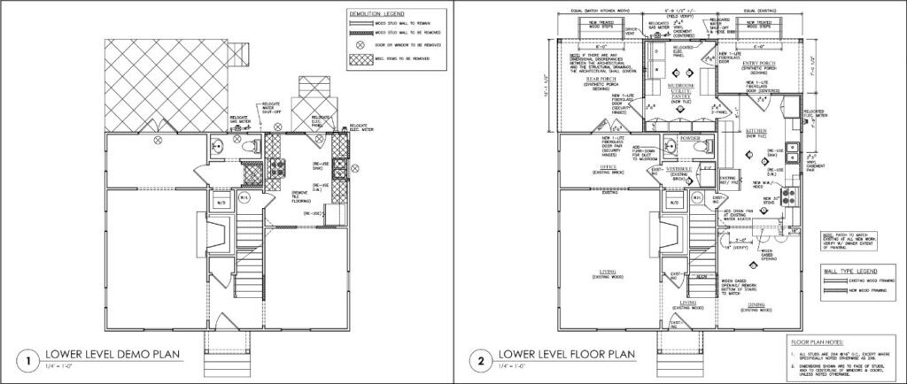 Lower Level Demo and Floor Plan for Addition and Remodel project