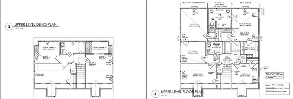 Upper Level Demo and Floor Plan for Addition and Remodel project