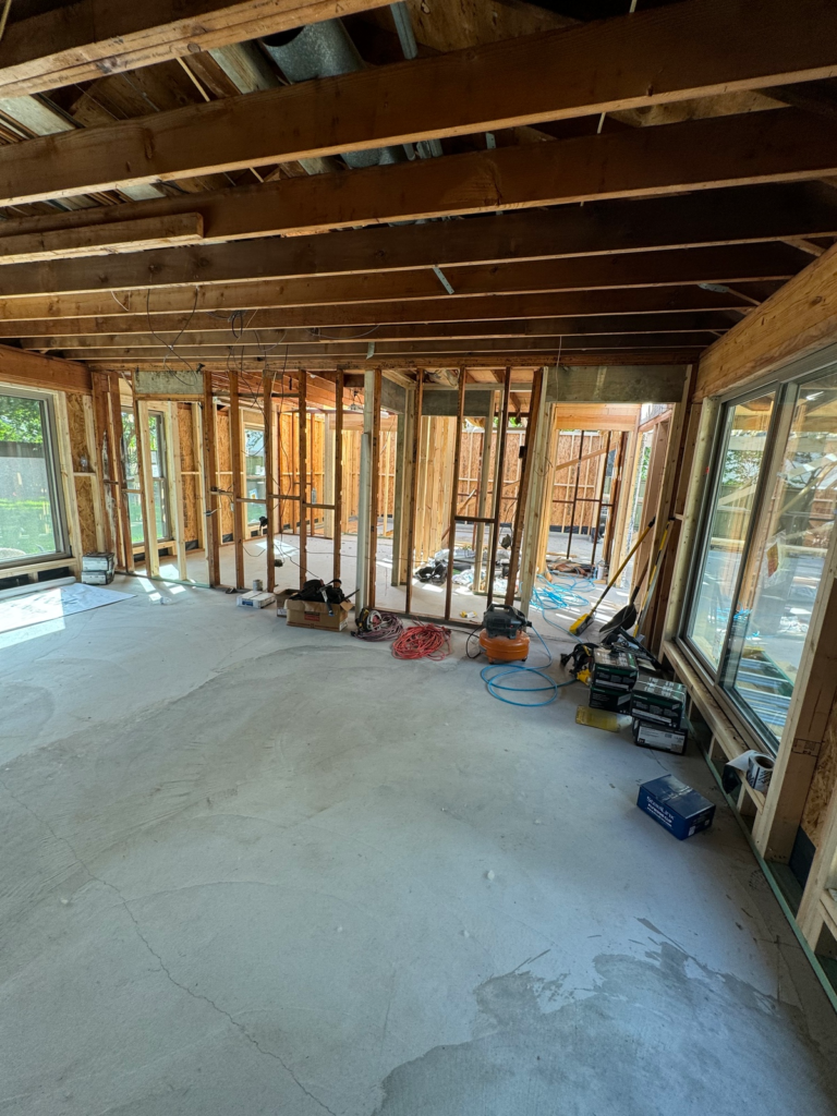 Before finishes for interior of addition